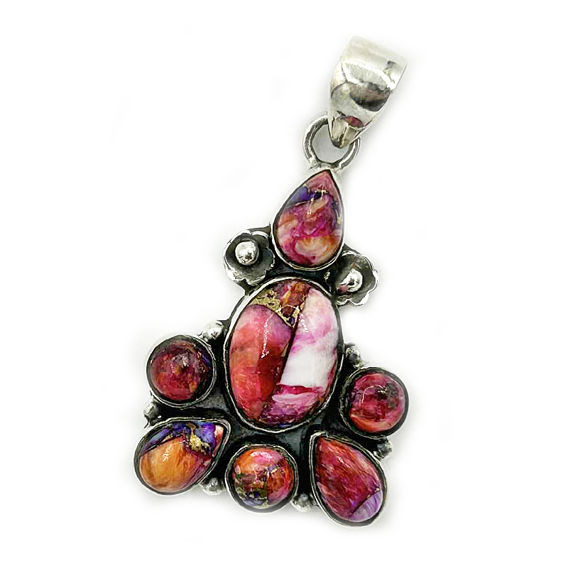 pink dahlia sterling silver gemstone pendant