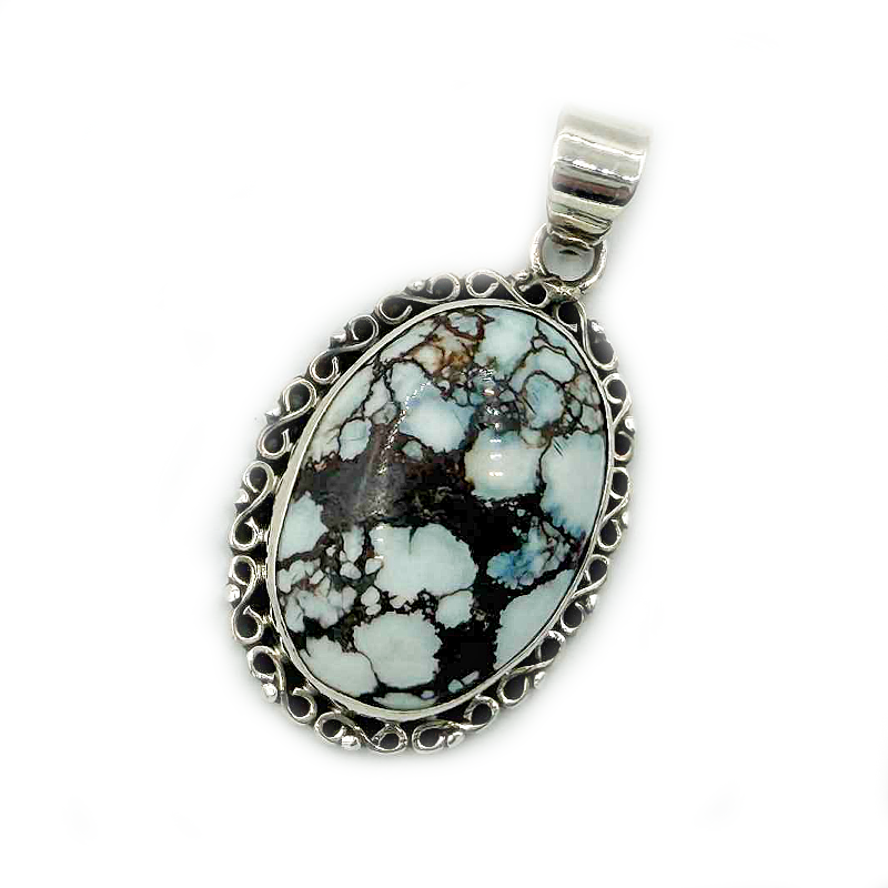 turquoise oval sterling silver gemstone pendant