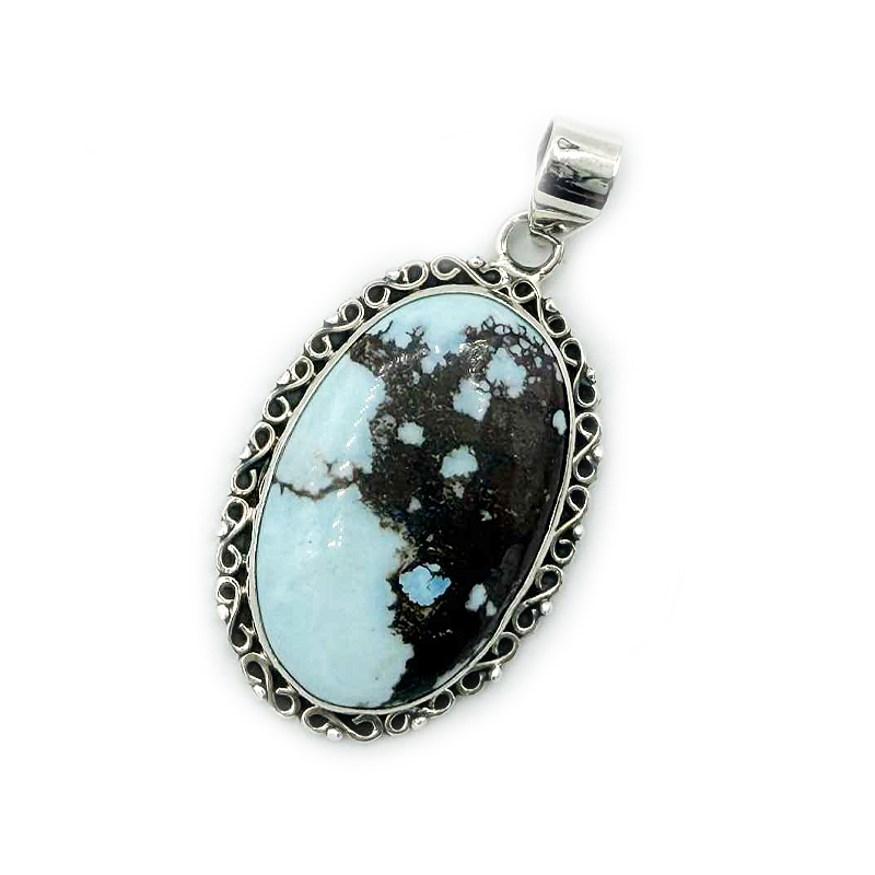 oval turquoise sterling silver gemstone pendant