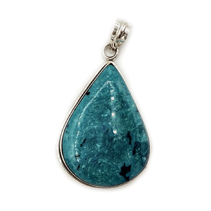 teardrop sterling turquoise silver gemstone pendant