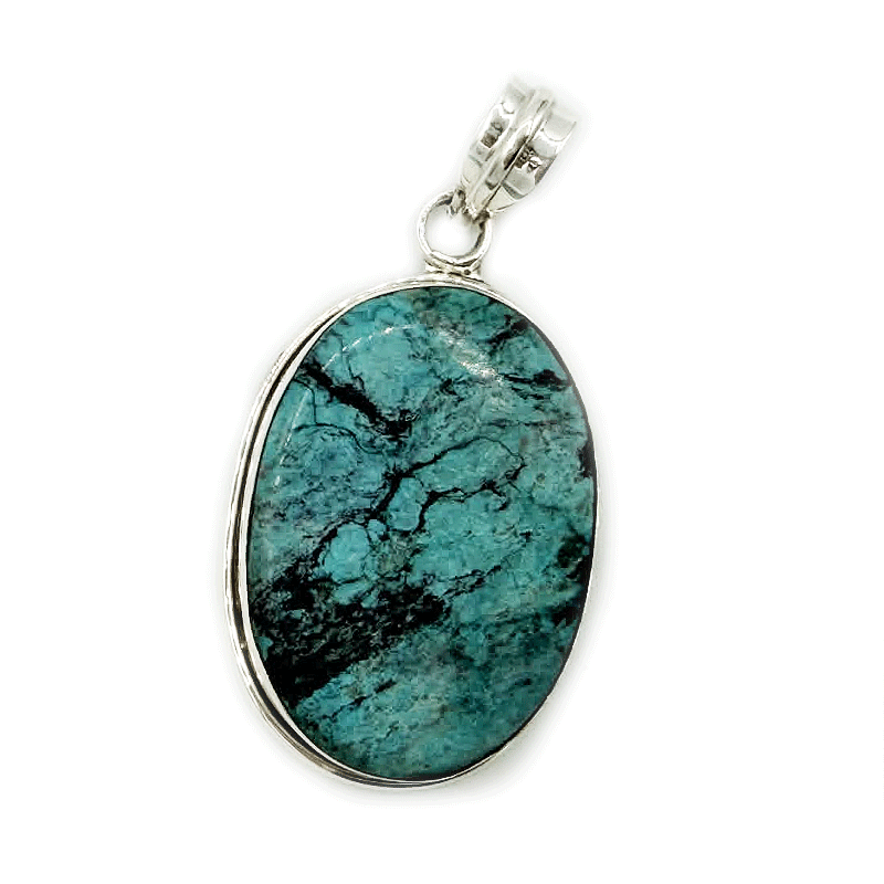 oval sterling silver turquoise gemstone pendant