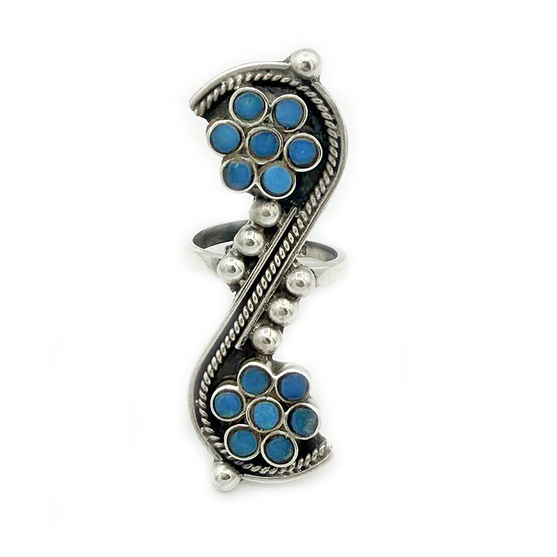 sterling silver turquoise boho style gemstone ring