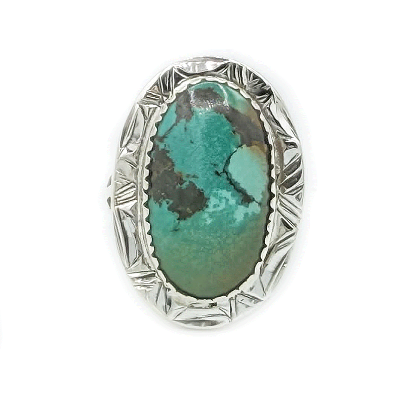 Natural Tibetan Turquoise Oval Ring