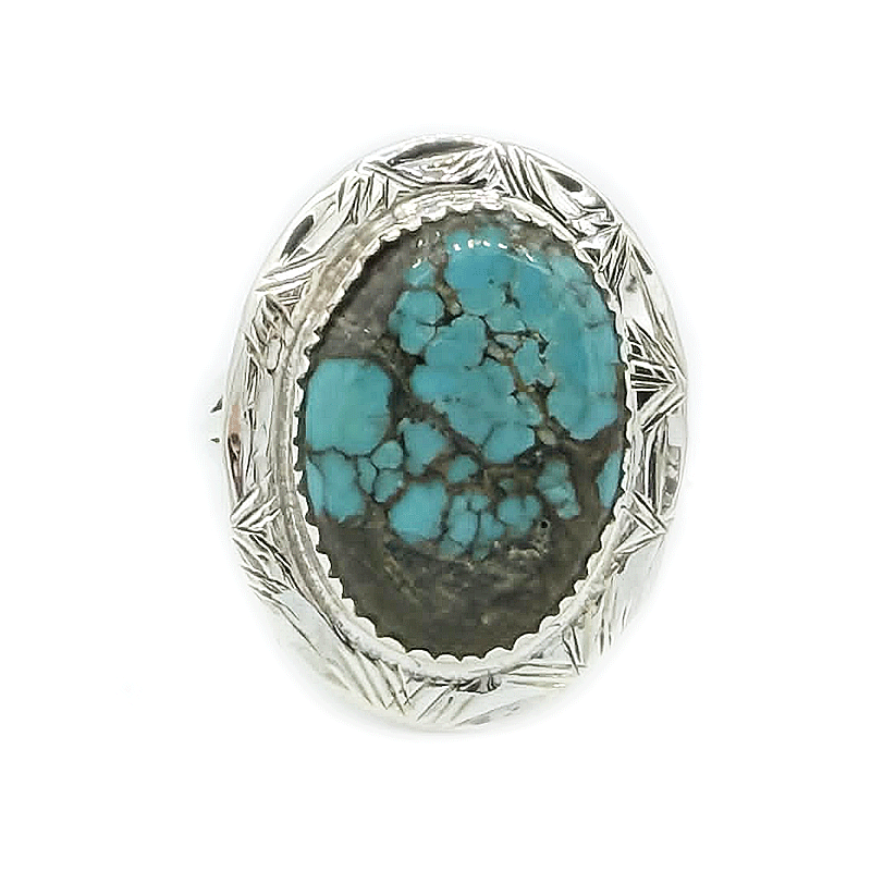 Natural Tibetan Turquoise Oval Ring