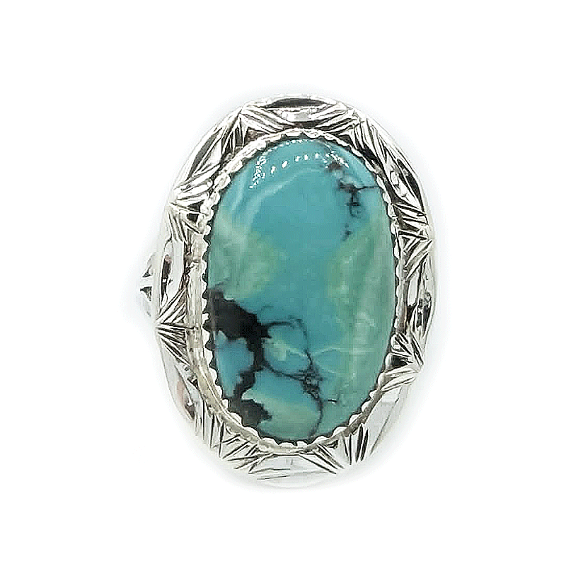 Natural Tibetan Turquoise Oval Ring