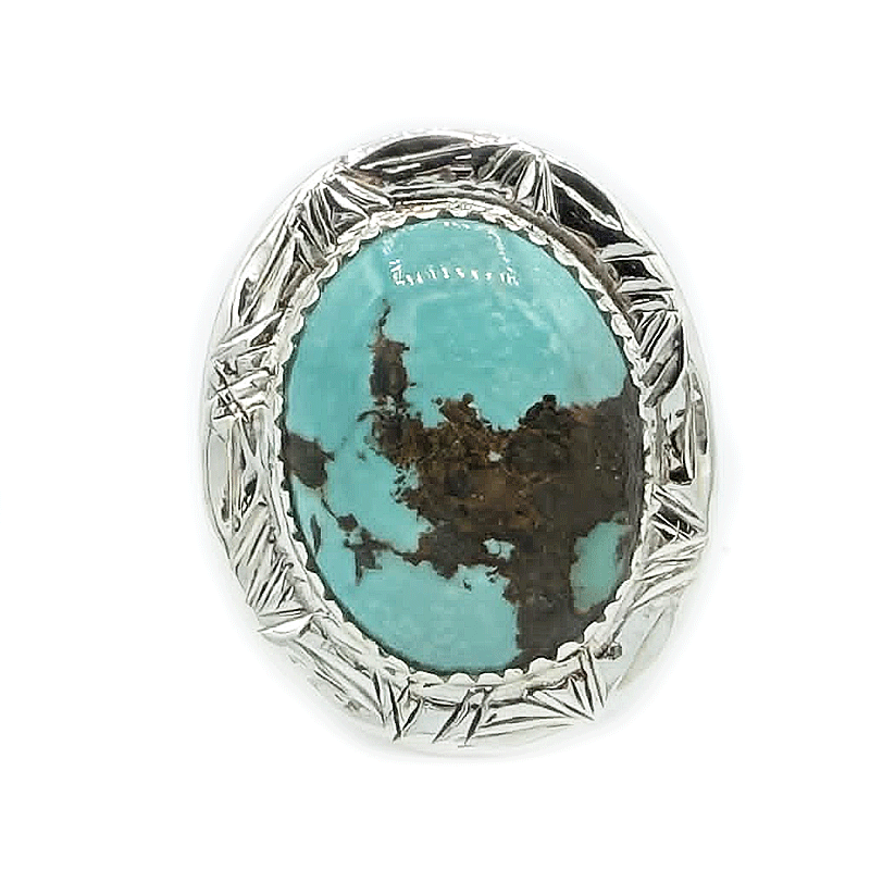 Natural Tibetan Turquoise Oval Ring