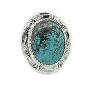 Natural Tibetan Turquoise Oval Ring