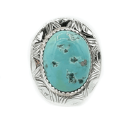 Natural Tibetan Turquoise Oval Ring
