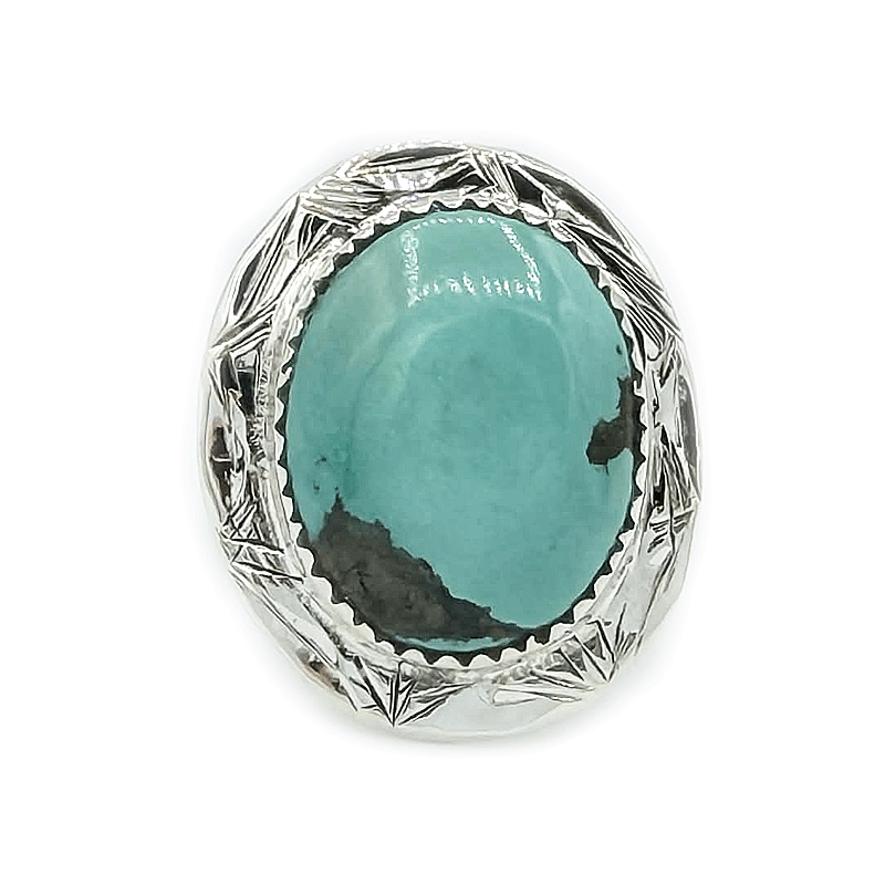 Natural Tibetan Turquoise Oval Ring