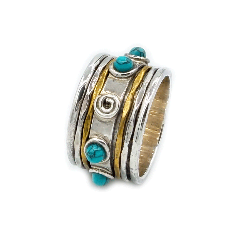 turquoise sterling silver spinning gemstone ring