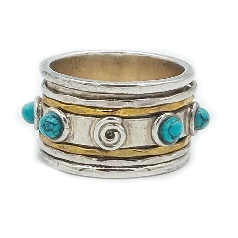 turquoise sterling silver spinning gemstone ring