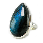 labradorite teardrop silver gemstone ring