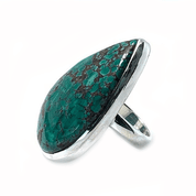 turquoise large gemstone silver ring