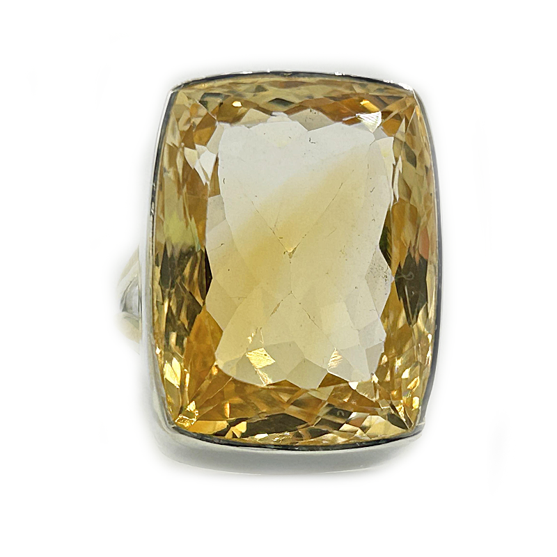 rectangle citrine silver gemstone ring