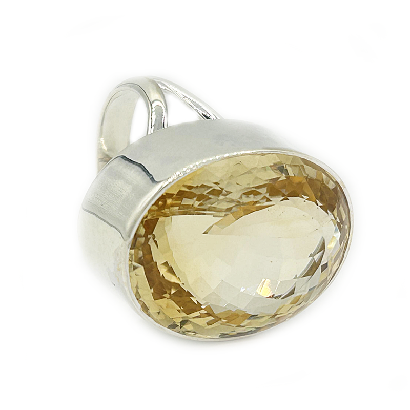 oval large citrine gemstone silver ring