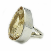 teardrop large citrine gemstone silver ring