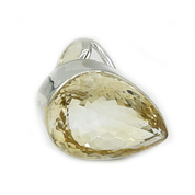 teardrop large citrine gemstone silver ring