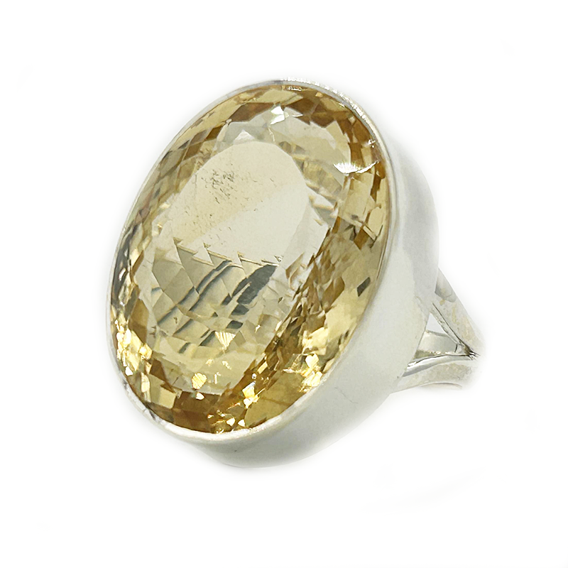 oval large citrine gemstone silver ring