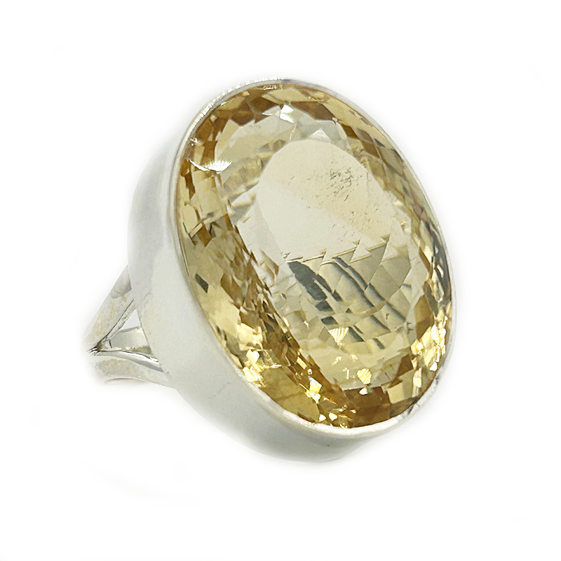 oval large citrine gemstone silver ring