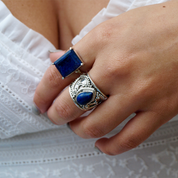 lapis lazuli silver gemstone ring