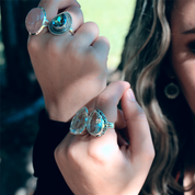 mystic topaz teardrop gemstone sterling silver ring