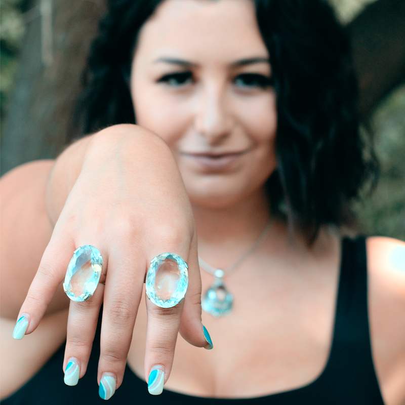 Clear Quartz Silver Statement Ring
