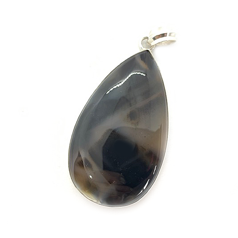 large montana agate teardrop silver gemstone pendant