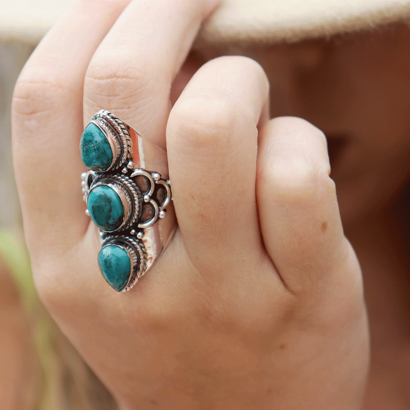 turquoise silver gemstone ring