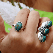 turquoise silver gemstone ring