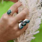 turquoise oval gemstone silver ring