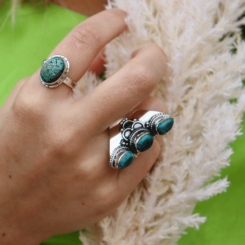 turquoise silver gemstone ring