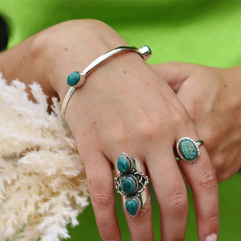 turquoise silver gemstone ring