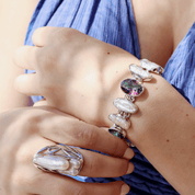 mabe pearl large statement silver gemstone ring