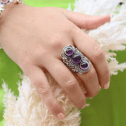 amethyst silver gemstone ring