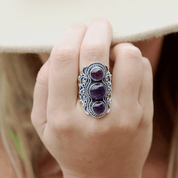 amethyst silver gemstone ring