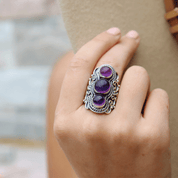 amethyst silver gemstone ring