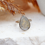 teardrop moonstone silver ring