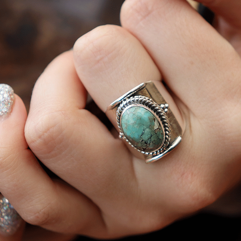 turquoise gemstone silver ring