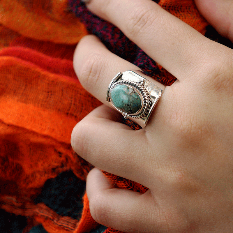 turquoise gemstone silver ring