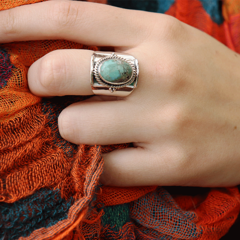 turquoise gemstone silver ring