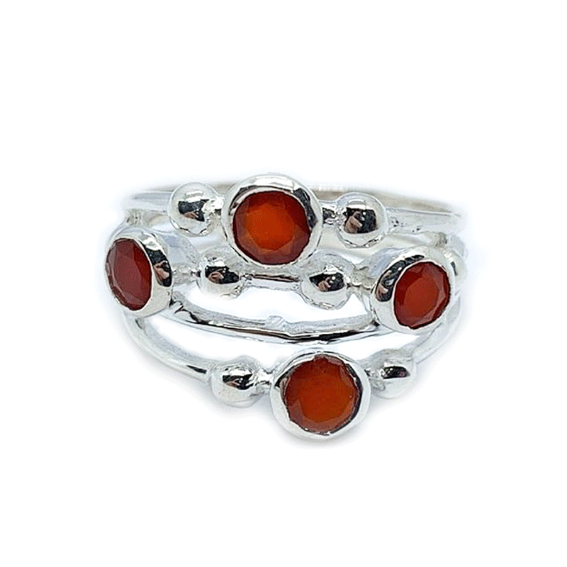 carnelian silver gemstone ring