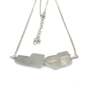raw quartz sterling silver pendant necklace