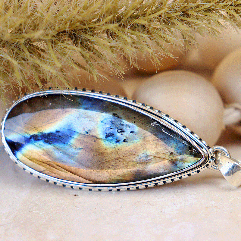 big labradorite statement teardrop pendant