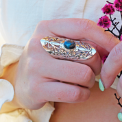 azurite large gemstone silver ring