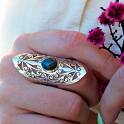 azurite large gemstone silver ring
