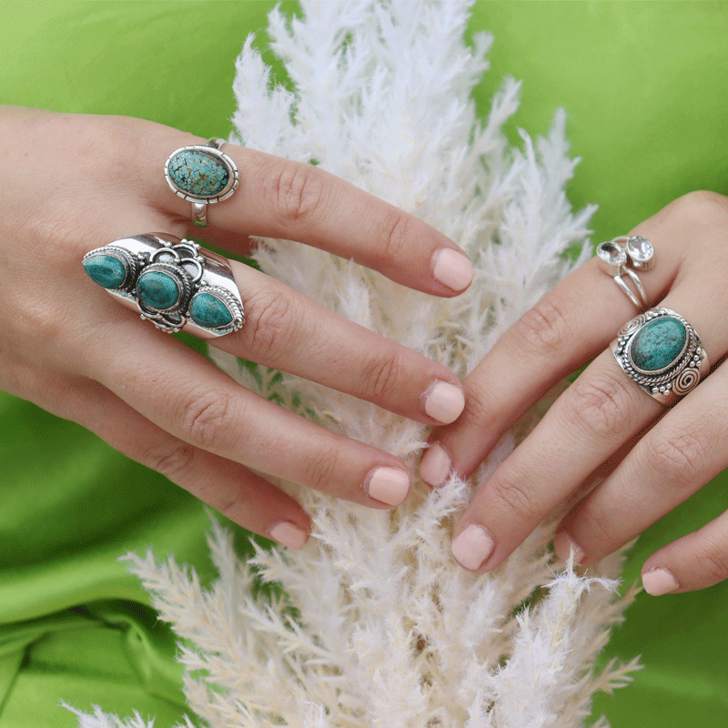 turquoise silver gemstone ring