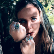 mystic topaz teardrop gemstone sterling silver ring