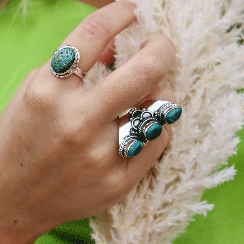 turquoise silver gemstone ring