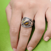 bumble bee jasper silver gemstone ring