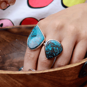 shattuckite silver gemstone ring